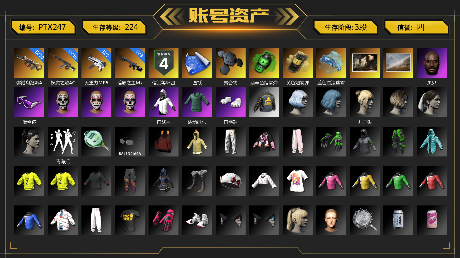 [PTX247]5级无重力MP5K 10级弥诺陶洛斯AUG 10级妖魔之触ACE 3级暗影之主Mk12 翡翠色烟雾弹 黄色烟雾弹 蓝色魔法迷雾-M79 张图纸 黑鬼 滑雪镜 白战神 活动绿东 聚合物 白熊鞋 丸子头 青海摇 滑雪帽 