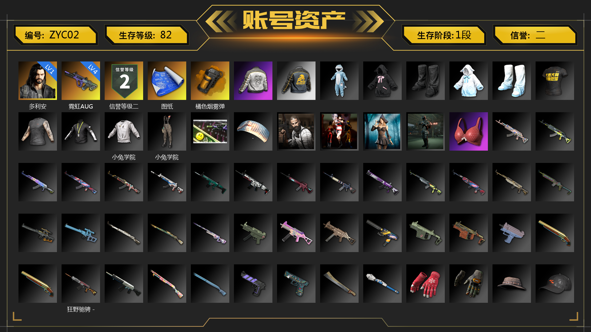 [ZYC02]1级多利安 4级霓虹AUG 橘色烟雾弹 张图纸 小兔学院 狂野驰骋 - S12K 